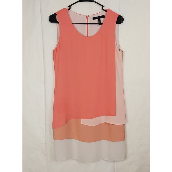 BCBGMAXASRIA Haley coral pink colorblock sheath dress Size 2 Mod Retro 70s - Picture 1 of 7